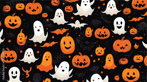 Seamless cartoon Halloween pattern. Halloween ghost