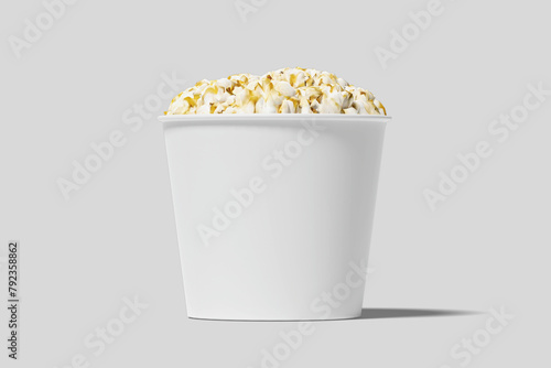 Realistic Pop Corn Bucket Illustration for Mockup. 3D Render. (ID: 792358862)