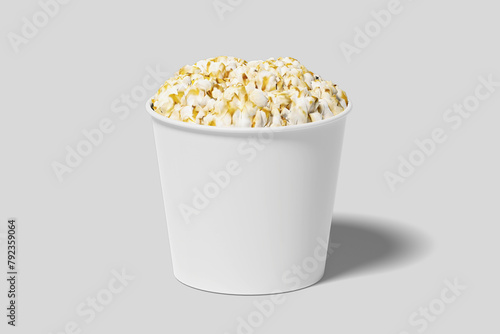 Realistic Pop Corn Bucket Illustration for Mockup. 3D Render. (ID: 792359064)