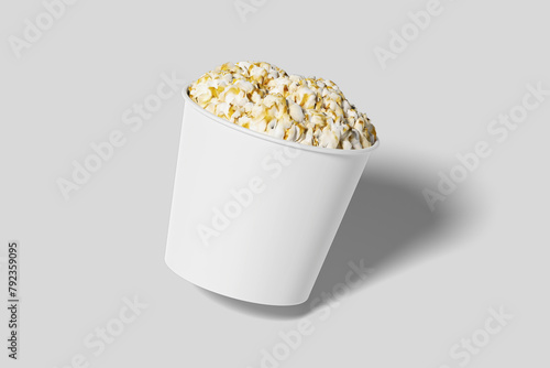 Realistic Pop Corn Bucket Illustration for Mockup. 3D Render. (ID: 792359095)