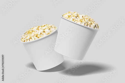 Realistic Pop Corn Bucket Illustration for Mockup. 3D Render. (ID: 792359297)