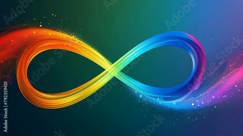 World autism awareness day background. Rainbow colored infinity symbol of autism disorder, adhd, neurodiversity 