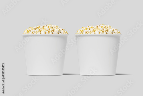 Realistic Pop Corn Bucket Illustration for Mockup. 3D Render. (ID: 792359453)