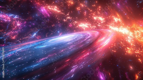 light speed hyperspace space warp background colorful streaks of light gathering towards the event horizon hand edited stock photo