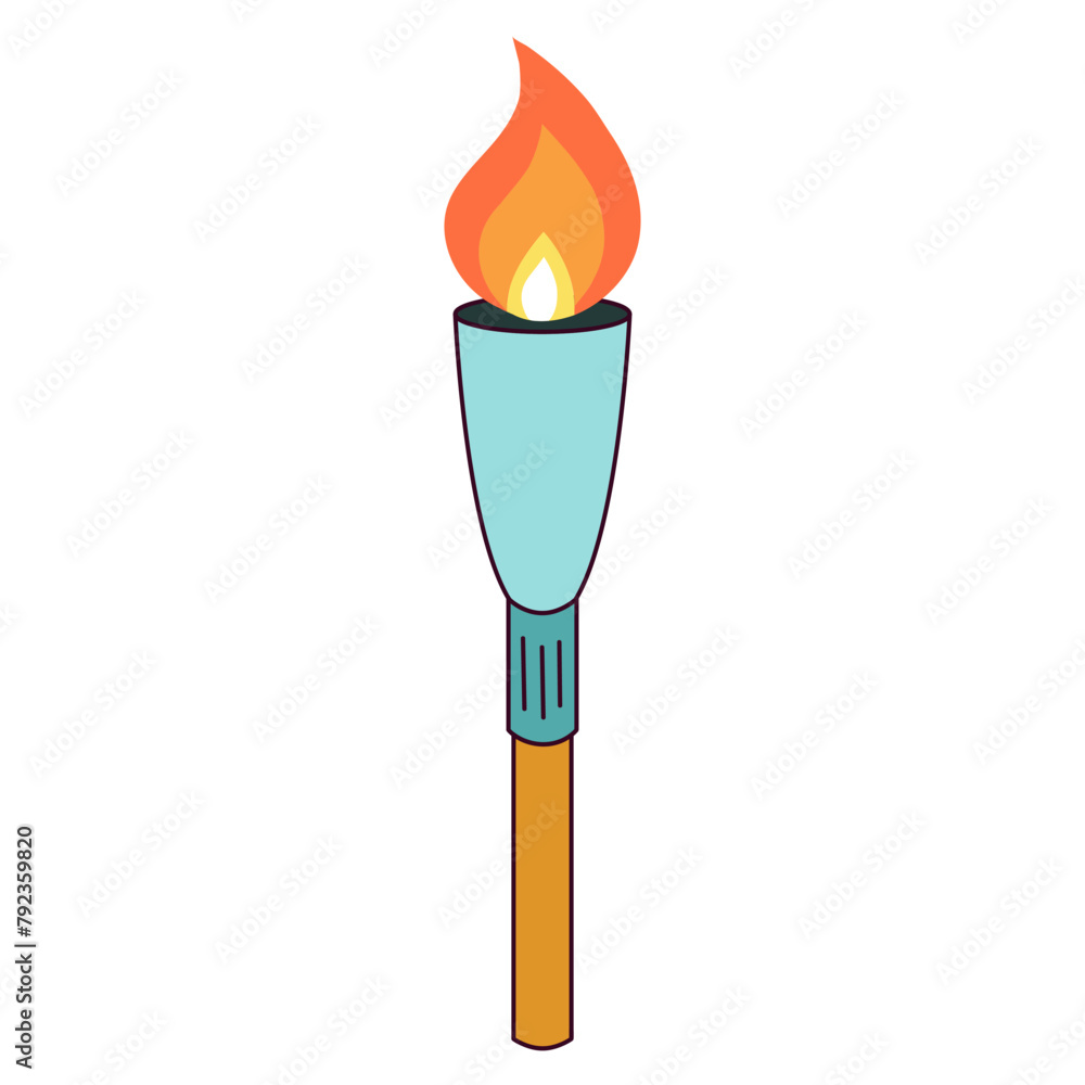 Torch with fire flat icon. Vector illustration Torch with fire flat icon. Vector illustration