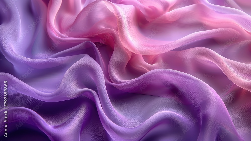 Obraz premium beautiful silk flowing swirl of pastel gentle calming lilac and light purple cloth background mock up template for product presentation stock photo