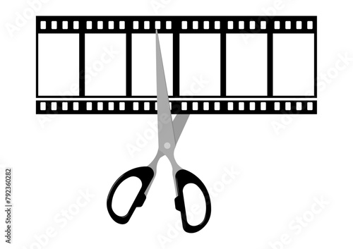 動画のフィルムをハサミで編集する