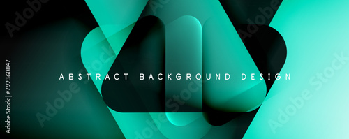 Closeup macro photography of a green and black abstract background design with geometric shapes. The font includes tints and shades of aqua and electric blue, creating a symmetrical pattern