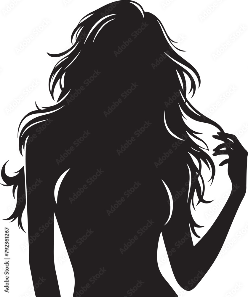 Women Standing Pose Silhouette Vector Illustration