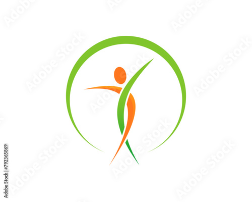 Abstract healthy people in green and orange logo