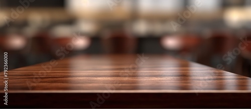 wooden table background inside a cafe or restaurant
