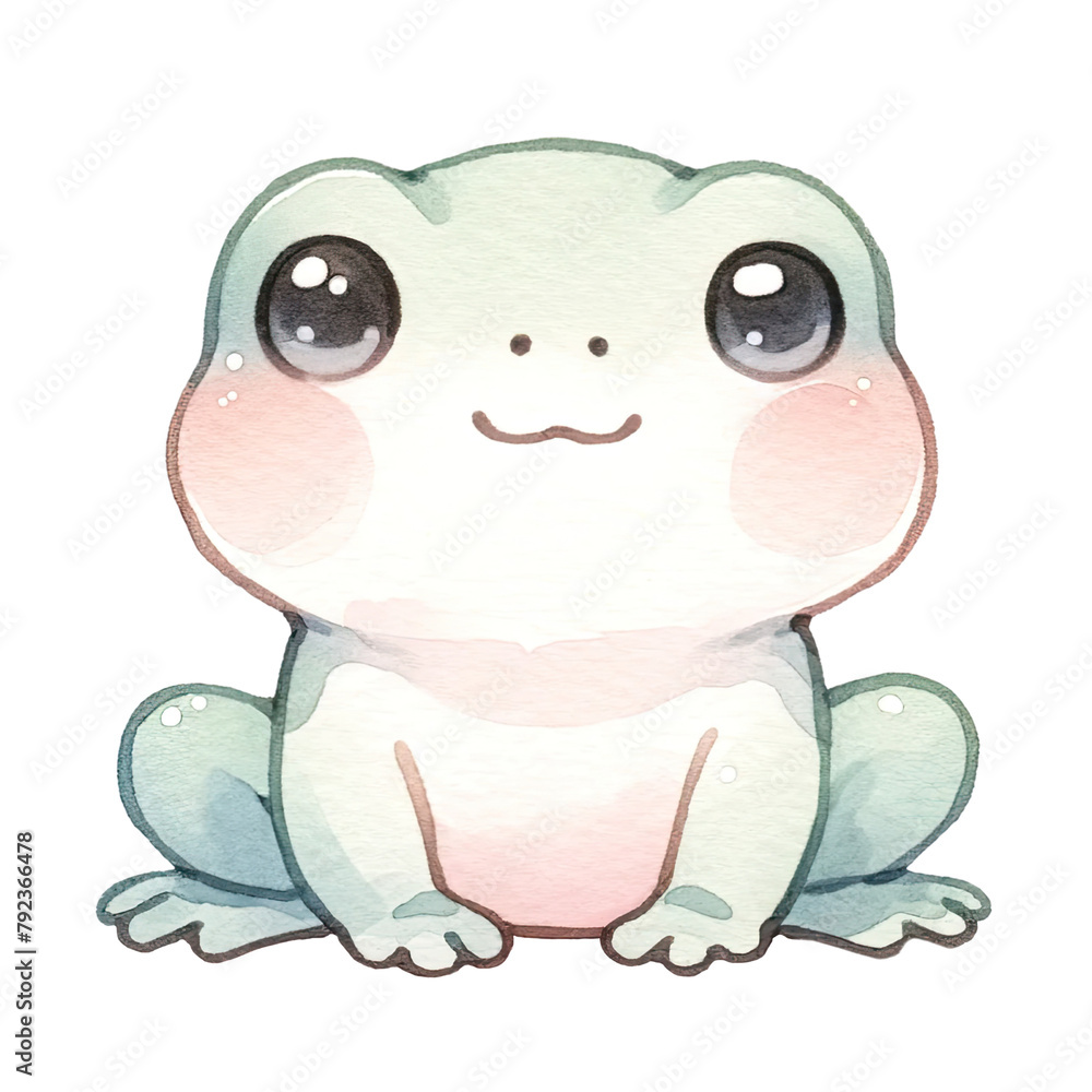 Fototapeta premium Little Baby Frog Watercolor Clipart for Nursery on Transparent Background