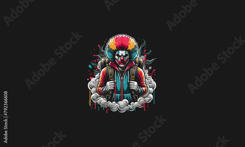 clown angry with smoke vector artwork design