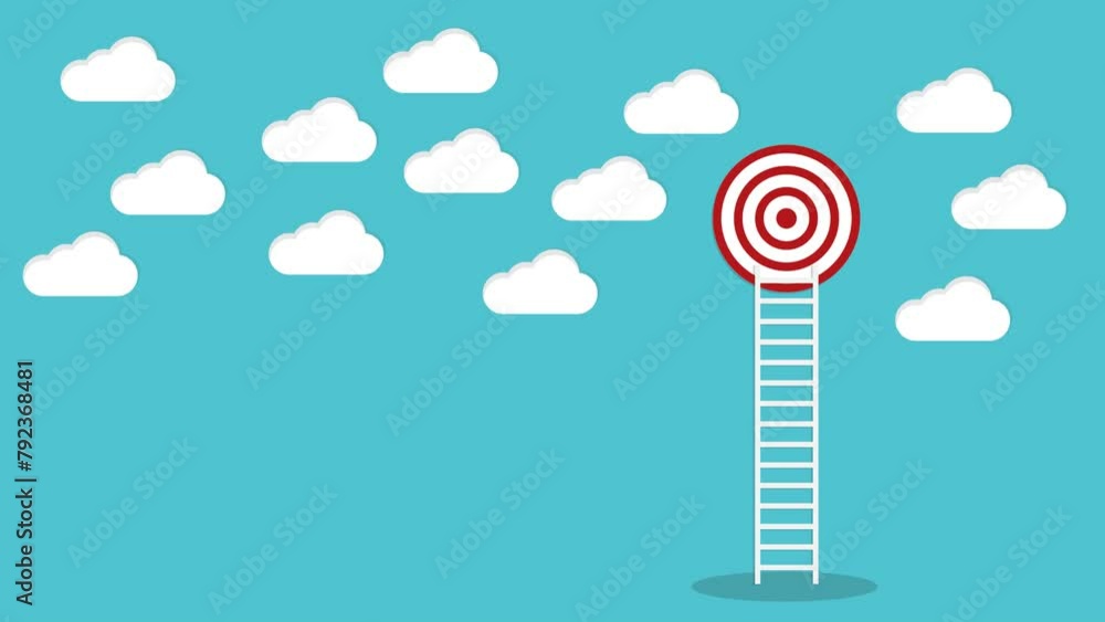 Ladder leading to the aim, success. The concept of achieving the goal. Ladder leading to the aim, success. The concept of achieving the goal.