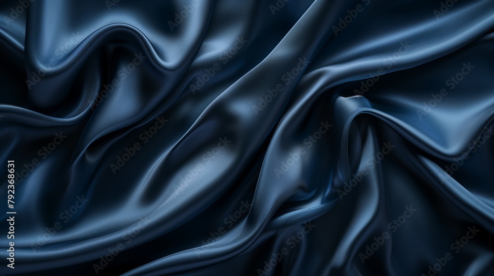 Fototapeta premium Luxurious Navy Blue Satin Fabric Texture