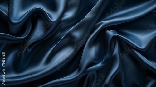 Luxurious Navy Blue Satin Fabric Texture