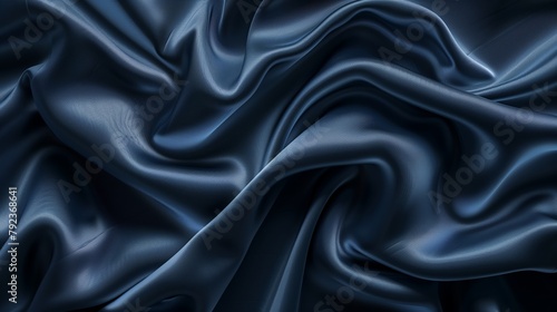 Smooth Dark Blue Silk Fabric Drapery