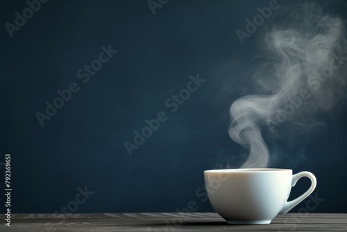 Hot coffee cup on a dark surface