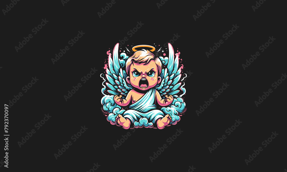 baby angel angry with wings vector artwork design baby angel angry with wings vector artwork design