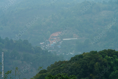 High mountain peaks in Thailand covered with PM2.5