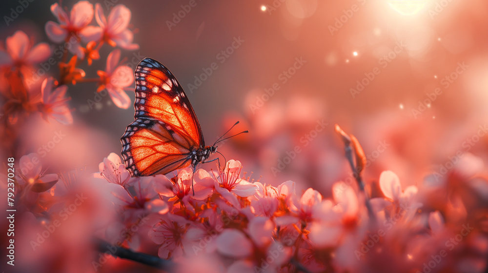 Butterfly on cherry blossom. Butterfly on cherry blossom.