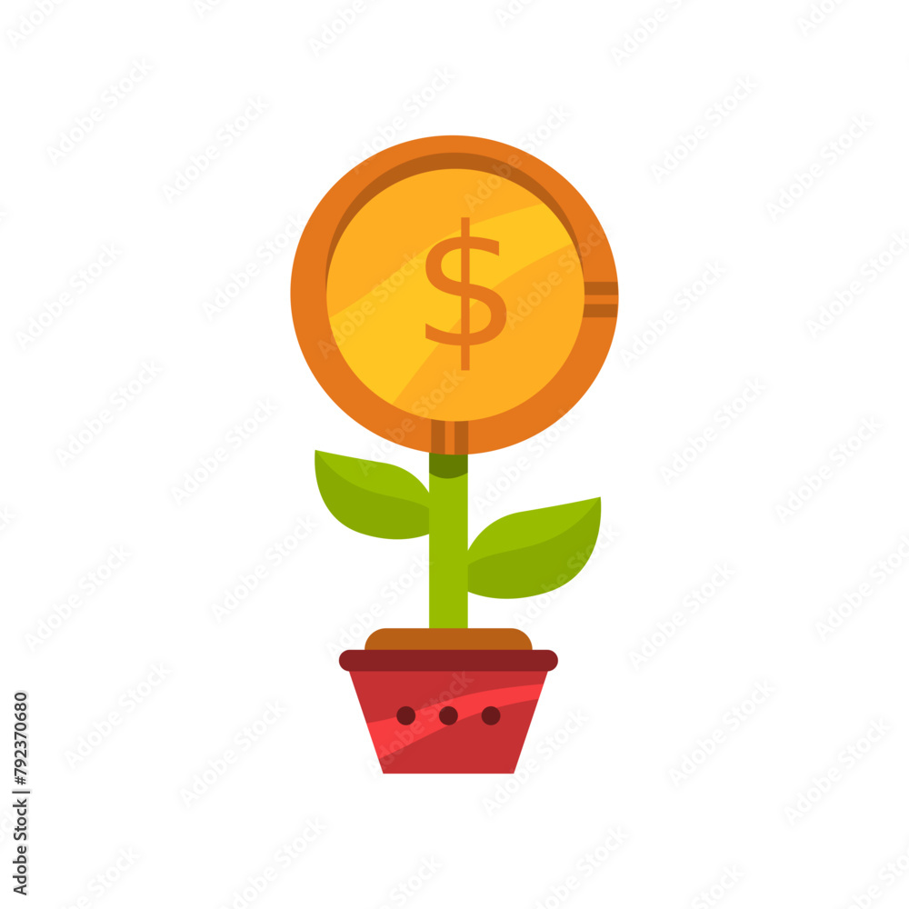 Plant with dollar coin on top, symbolizing growth and wealth, perfect for finance and investment concepts in design projects Plant with dollar coin on top, symbolizing growth and wealth, perfect for finance and investment concepts in design projects