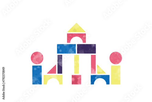 カラフルな積み木の家