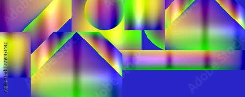 A computergenerated image featuring a colorful geometric pattern on an electric blue background. The design includes shades of purple, magenta, and is full of symmetry and artistic flair