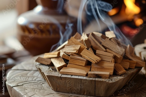 In Arab countries bukhoor is used to scent the home and clothing by burning scented bricks or wood chips in incense burners creating a thick smoke