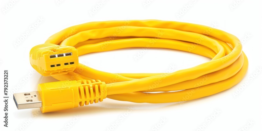 yellow network cable white background yellow network cable white background