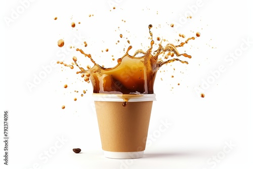 Isolated coffee splashing in cup