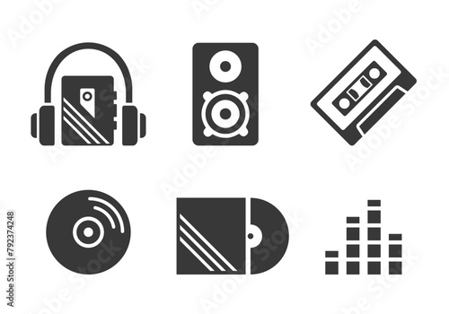 Music icons. Flat vector illustration. White background.  photo