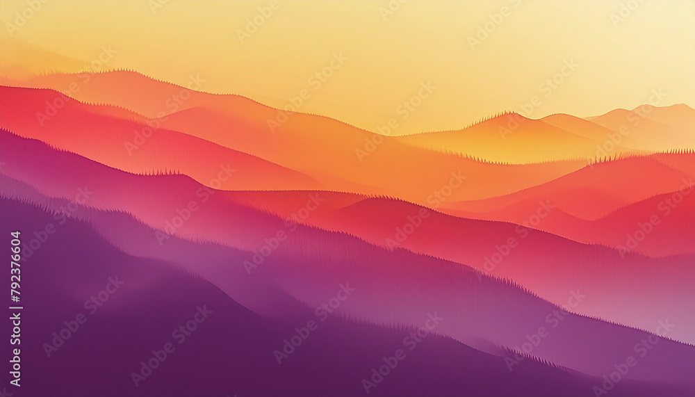Harmony of Hues captivating panorama showcasing the seamless blend of colors in a stunning sunset, Abstract gradient red orange and pink soft colorful background. Modern horizontal
