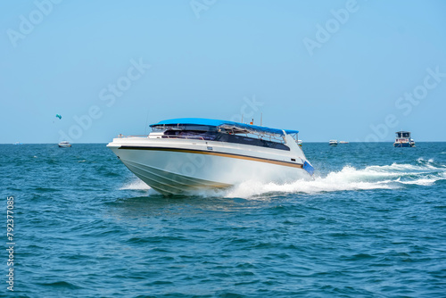 Speed boat sea rush on water © aapsky