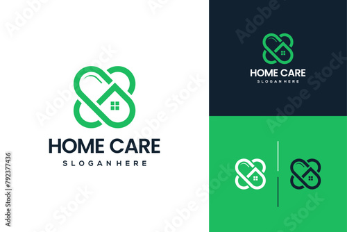 Home care logo design vector template premium vector