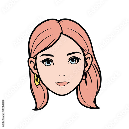 woman face line color icon for business and web