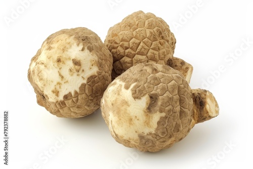 Italian white truffle on a blank white surface