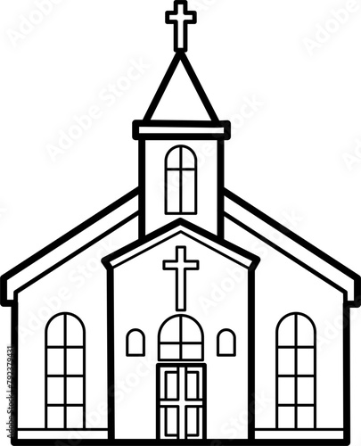 Church Vector Outline Illustration