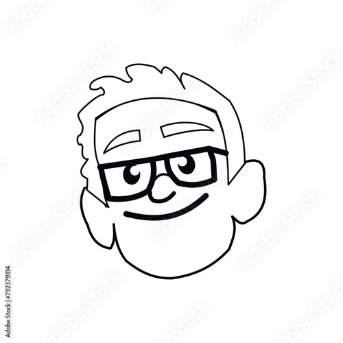 Father face cartoon with happiness. illustration of happy family members in flat style.  cartoon illustration Avatar.  basic graphic design elements of coloring page of people