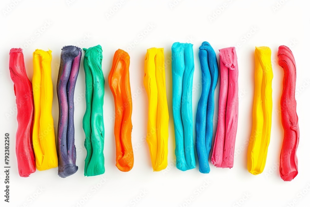 Fototapeta premium Long plasticine stripes isolated on white background with clipping path
