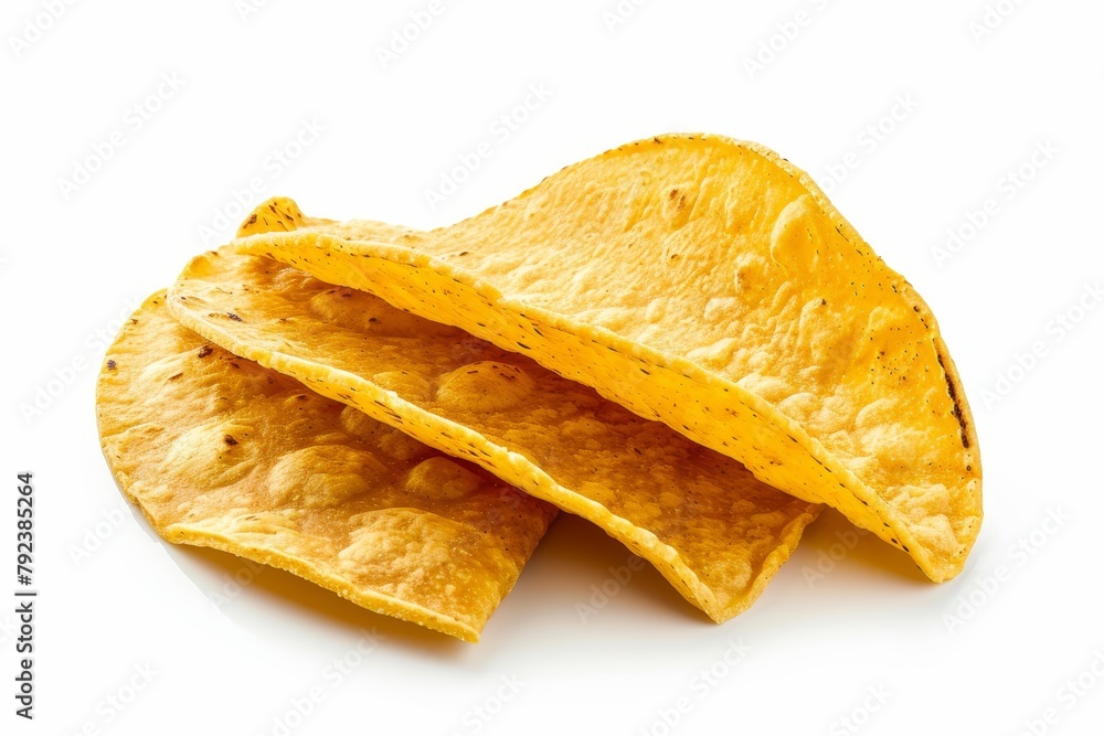 Mexican food s corn tortilla photographed on a white background Mexican food s corn tortilla photographed on a white background