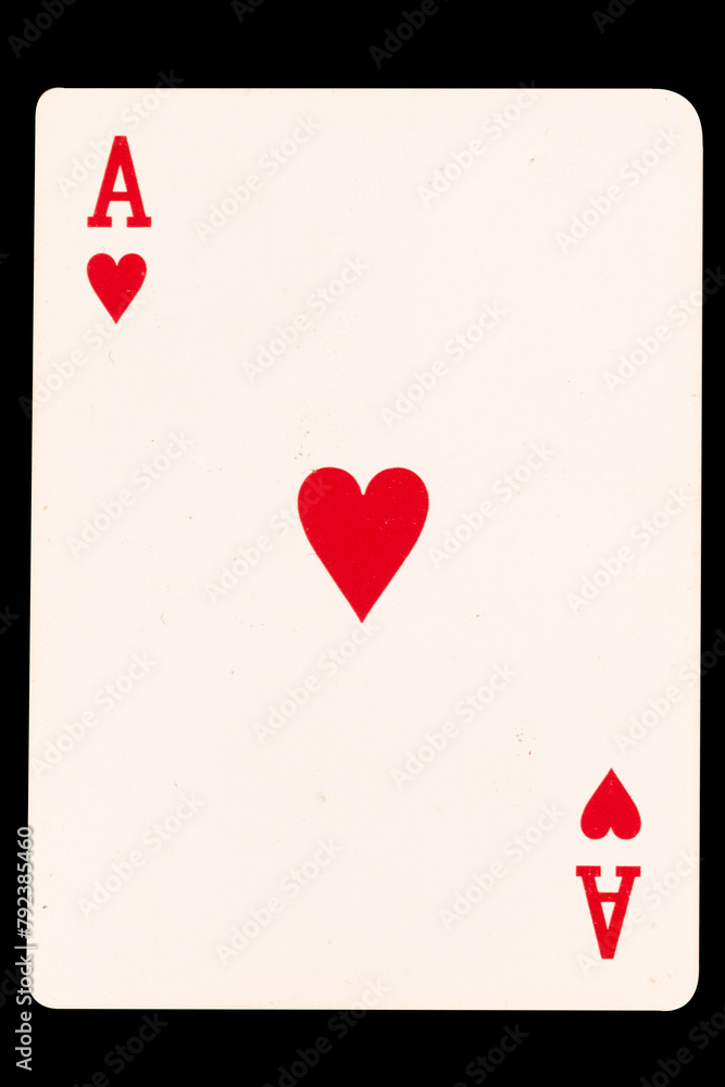 Obraz premium card gambling A one heart isolated on white background