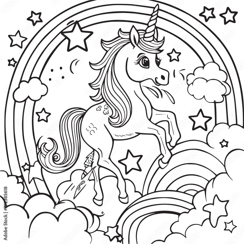Fototapeta premium unicorn coloring page for kids 