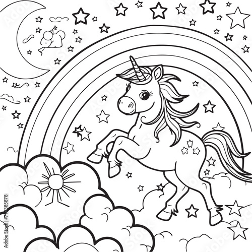 unicorn coloring page for kids
