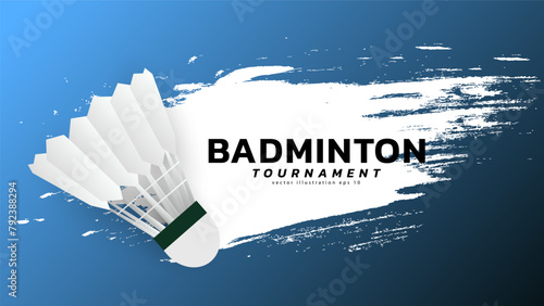 Badminton shuttlecock logo for content online ,vector sports illustration poster or banner style, illustration Vector EPS 10 photo