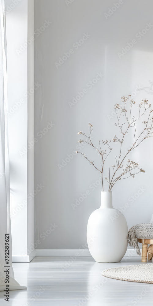 Minimalist living room spaces with natural light coming from a window. Interiors composition with minimal furniture. Minimalist living room spaces with natural light coming from a window. Interiors composition with minimal furniture.