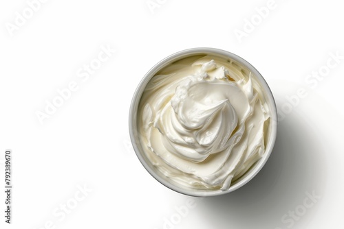 Sour cream close up isolated on white background