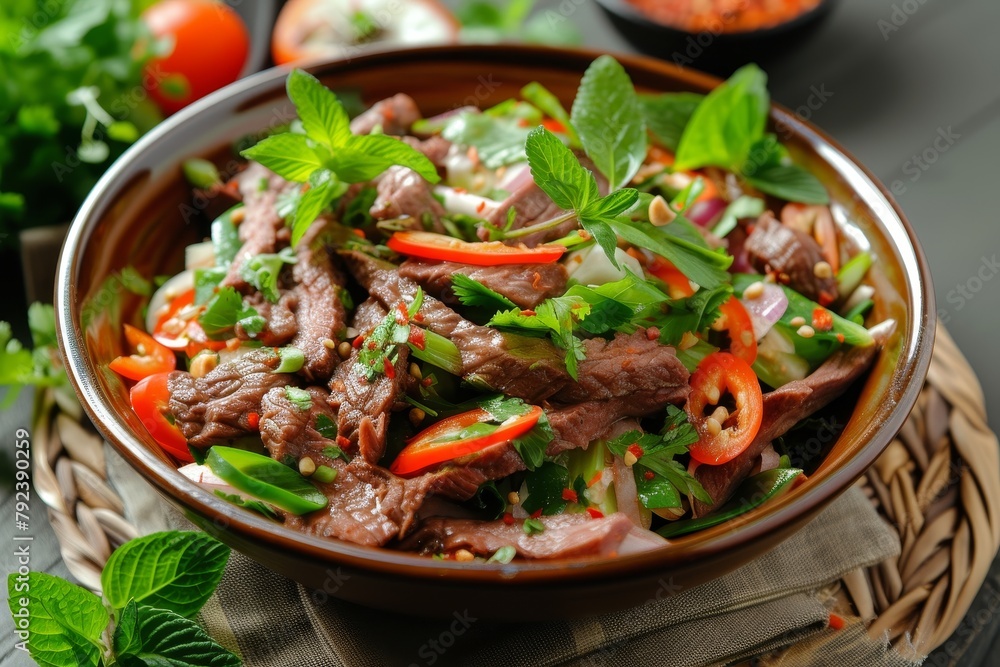 Spicy Thai style beef salad a dish