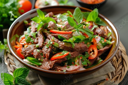 Spicy Thai style beef salad a dish