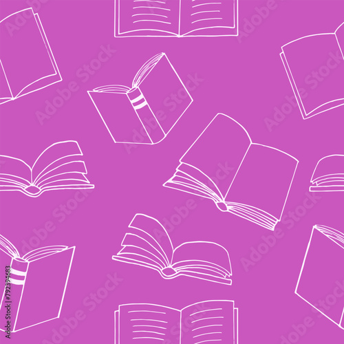 books seamless pattern. hand drawn doodle style.